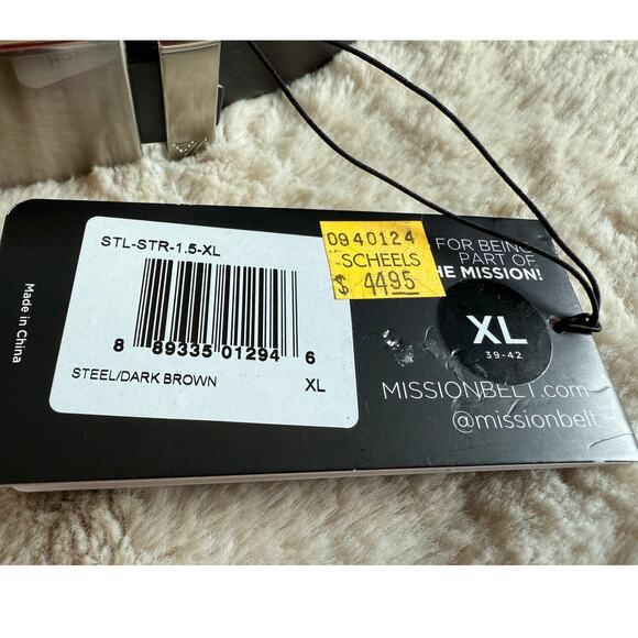 MISSION BELT STEEL BUCKLE DARK BROWN BELT XL - Picture 3 of 3